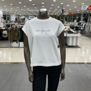 Calvin Klein 여성 아카이벌 모노로고 뉴 쉐입 반팔 티셔츠 J221213