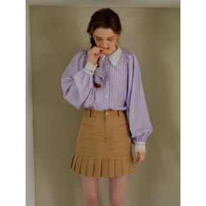 Cest_Slim fit pleated skirt_Beige