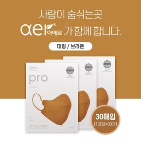 아에르 프로 브라운 대형 30매 고성능필터 저자극원단 컬러마스크