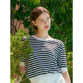 UMMER STRIPE ROUND KNIT WHITE