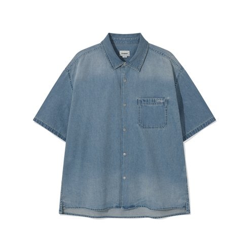 커버낫 워싱 데님 하프 셔츠 라이트 블루 CO2502SS03LB