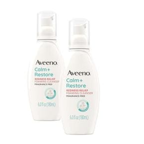 [해외직구] Aveeno 아비노 캄 리스토어 레드니스 릴리프 포밍 클렌저 180ml 2팩