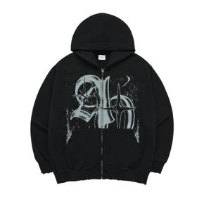 VINTAGE SYMBOL DESTROYED WASHING HOODIE ZIP UP BLACK 빈티지심볼 블랙 ZPVSDW-BLK