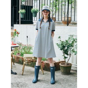 MET stripe collar summer dress navy