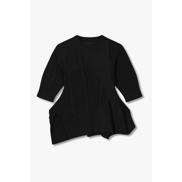 SACAI [사카이] 여성 케이블 슬릿 니트 풀오버 (블랙) 6415330119