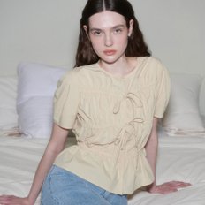 Ribbon Shirring Blouse in Beige VW4MB100-91