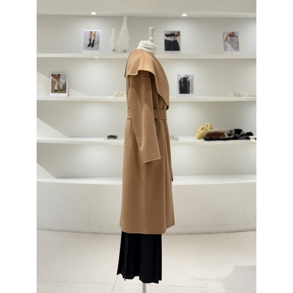 [여주점] 여성 벨티드 와이드 카라 롱 코트 (L254PSH511)