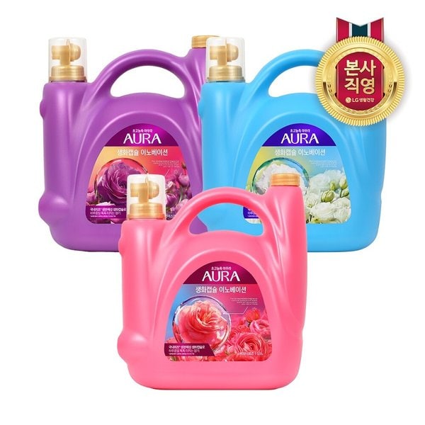 아우라 생화캡슐 초고농축 대용량 섬유유연제 5.5L X 1개 (피오니로즈/프레시릴리/자스민머스크