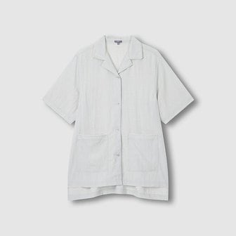 JAJU 여 크링클 배색 스티치 반팔 셔츠 J1162035440BA