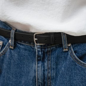Minimal square buckle belt [TISP06BT01]_Silver&Black