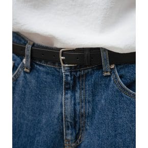 Minimal square buckle belt [TISP06BT01]_Silver&Black