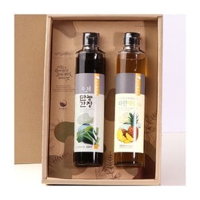 다시마 만능간장 파인애플식초 300ml 2병 선물세트  농부플러스
