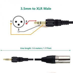 Canfon Lock 3.5mm TRS - XLR SONY UWP V1D11D21 DJ 0.6M 남성 남성 무선 수신기 출력 마이크