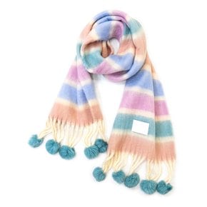 HEAVY HAIR FUR BALL MUFFLER SOFT ICE-CREAM STRIPE