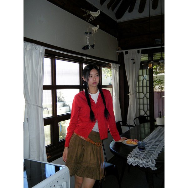 [B. my] 캐시미어 혼방 에이미 카디건  레드 (BF585AN016)