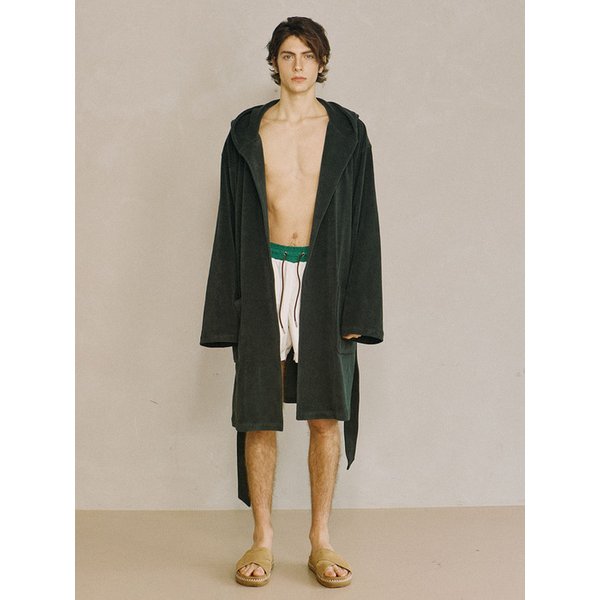 Terry Hooded Robe Darkgreen