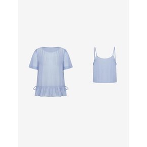 밑단 셔링 반팔 블라우스 + 뷔스티에 SET (VMBAE2459)