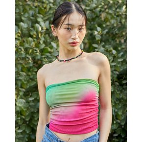 TG MESH MIAMI PRINT SHIRRING TUBE TOP_T316TP109(AM