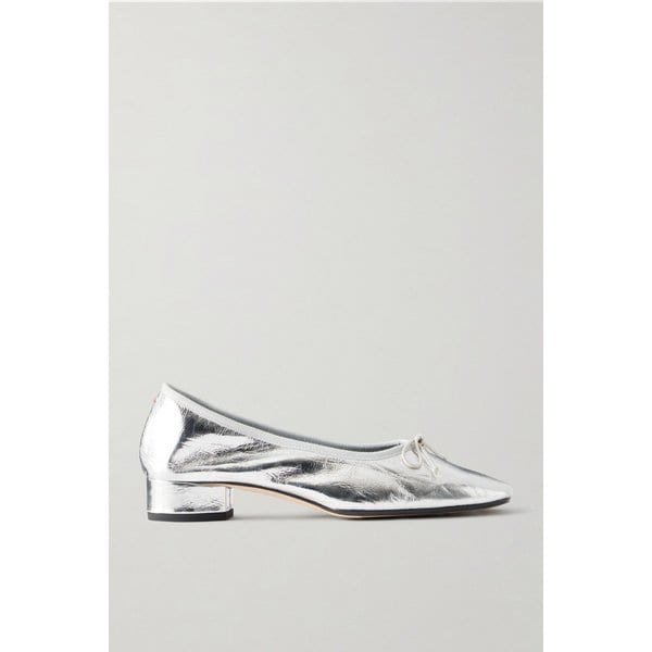 에이디 온다 보우 디테일 크링클 메탈릭 가죽 펌프스 46376663163070386