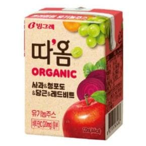 빙그레 따옴 오가닉 사과 청포도 당근 레드비트 120ml 24개