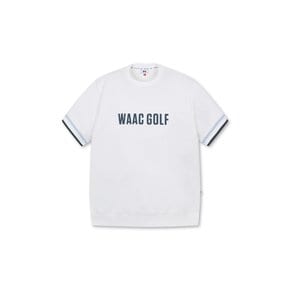 WAAC(왁골프)남성 컬러배색 반팔 라운드 티셔츠_WMTCM23403WHX