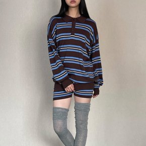 프렌치 스트라이프 반 팬츠