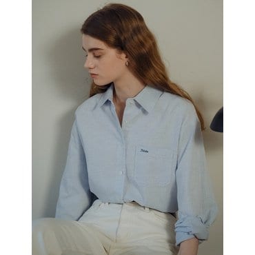 틸아이다이 Embo cotton oversized stripe shirt_Blue