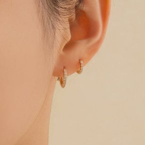 14k 엣지 큐빅 원터치 링 귀걸이 (14k골드) A02 [S(9.5mm)낱개]