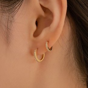 14k 엣지 큐빅 원터치 링 귀걸이 (14k골드) A02 [S(9.5mm)낱개]