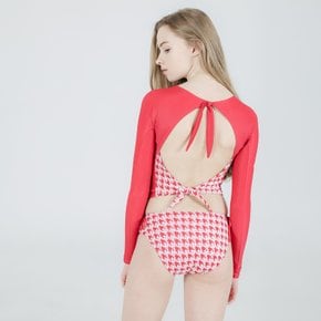 [ARGO]HOUNDSTOOTH CROP(PK) 여성 래쉬가드 상의