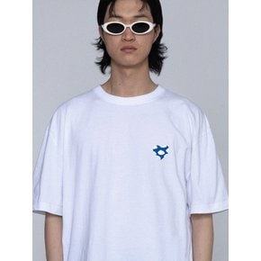 [UNISEX]블루 하트구름 스마일 반팔티_화이트