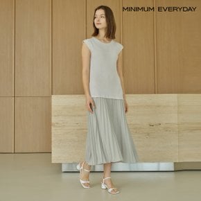 데일리 라운드넥 플리츠 반팔 원피스 (EB2OW042D)