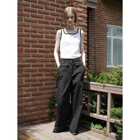 DIA COTTON NYLON WIDE PANTS (BLACK)