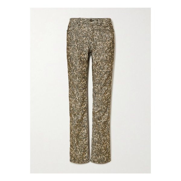 퍼니 레오파드 프린트 코튼 블렌드 코듀로이 슬림 팬츠 1647597343381810