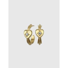 Heart cubic line earring