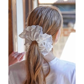 Lace trimming scrunchie