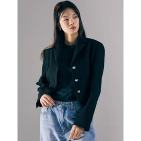 Fitted 3Button Crop JK (BLACK)