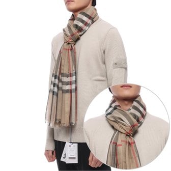 버버리 [부산점] 26SS 남성 체크 울 실크 머플러 (8078779 ARCHIVE BEIGE M 26S)