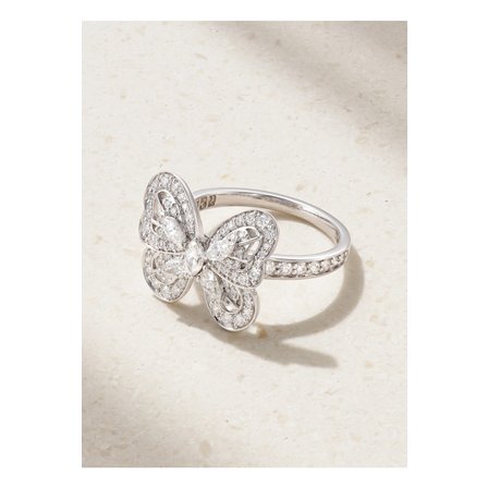 DE BEERS 드비어스 포트레이트 오브 네이처 버터플라이 18k 화이트 골드 다이아몬드 링 46376663162878407