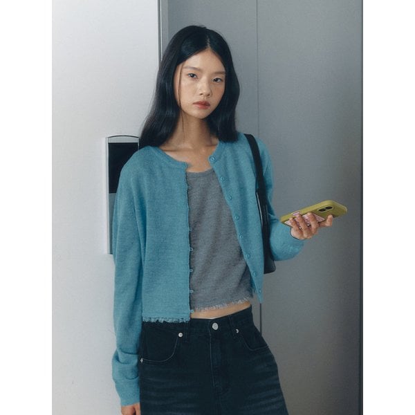 FRILLY WOOL CARDIGAN(BL)