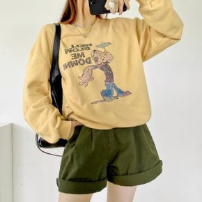 뽀빠이나염쭈리 라운드박스 맨투맨 긴팔티셔츠 가을데일리 루즈핏 빅사이즈 면.._P438808349