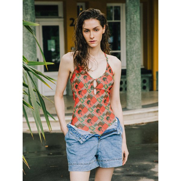 야자수 삼각 원피스 수영복 ELL-Y209