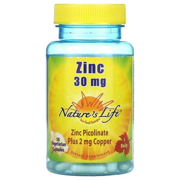 [해외직구]네이처스라이프 징크 아연 피콜리네이트 플러스 구리 30mg 50베지캡슐 Nature`s Life Zinc 30 mg 50 Vegetarian Capsules
