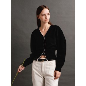 BALLON SLEEVE CARDIGAN (BLACK)