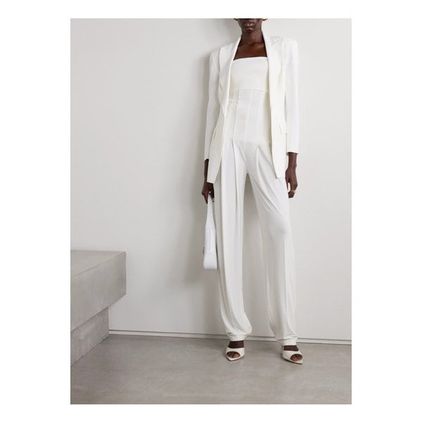 노마카말리 플리츠 스트레치 저지 와이드 팬츠 화이트 1647597338959820