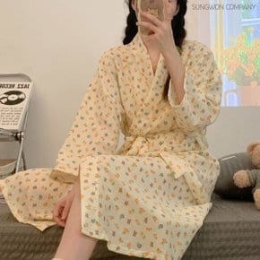 이너퀸 프리수 사계절 롱 로브 가운 호텔 샤워 빅사이즈 루즈핏 잠옷 베어플라워가운