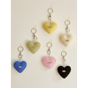 No.164-169 / Chubby Heart Key Ring _ Cream, Black, Pink, Lime, Blue, Yellow