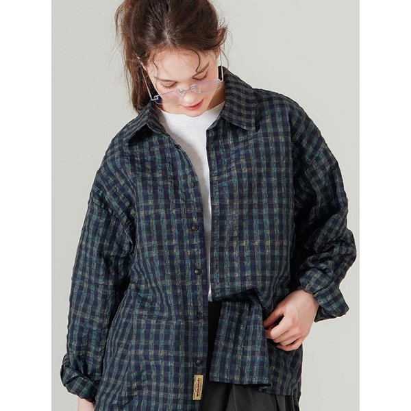 시어 클로 체크셔츠 네이비 SJLS7797