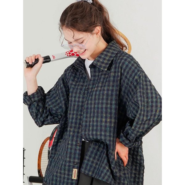 시어 클로 체크셔츠 네이비 SJLS7797