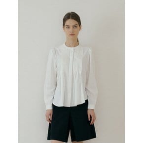 PINTUCK RUFFLE BLOUSE - Ivory